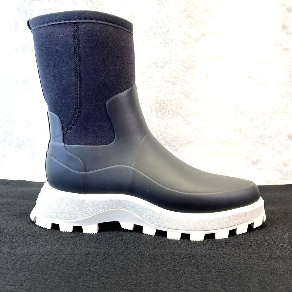 Hunter Women's City Explorer Short Black Boots WFS2238NRE‎ White Sole 9 Chunky